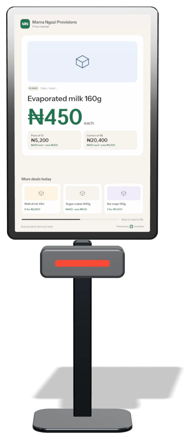 Price checker showing ₦450